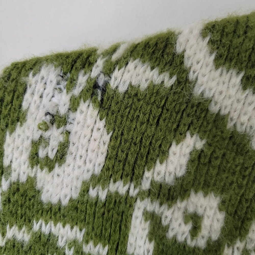 Vintage Catalina Jacquard Wool Cardigan Green Ivory Floral Women's XS - Picture 7 of 10